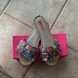 Betsey Johnson Multicolor Fringe Sandals